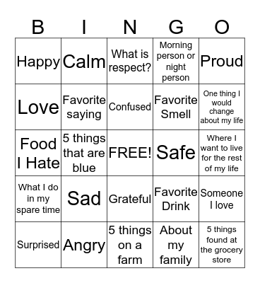 CONVERSATIONAL BINGO Card