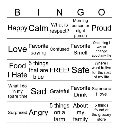 CONVERSATIONAL BINGO Card