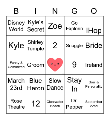 Future Mr. & Mrs. Blankenship Bingo Card