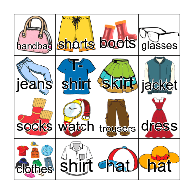 Bingo - Clothes Bingo Card