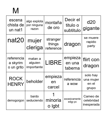 DND MOVIE Bingo Card