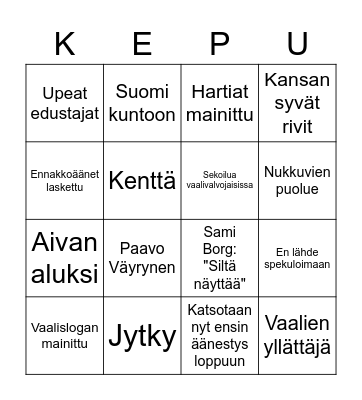 Eduskuntavaalibingo 2023 Bingo Card