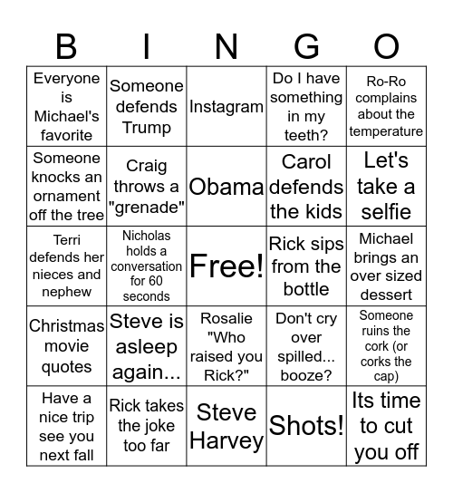 Don't Get Your Tinsel in a Tangle Bingo Card