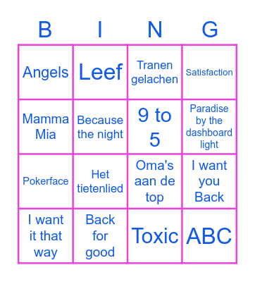 Van Adrichem Swingo Bingo Card