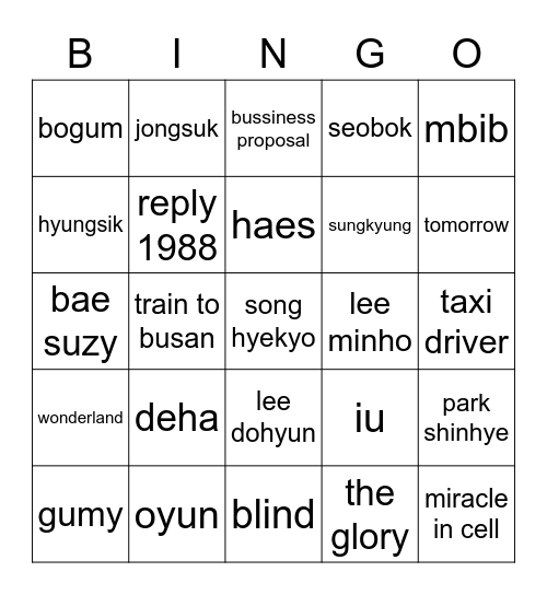 bingo arin Bingo Card