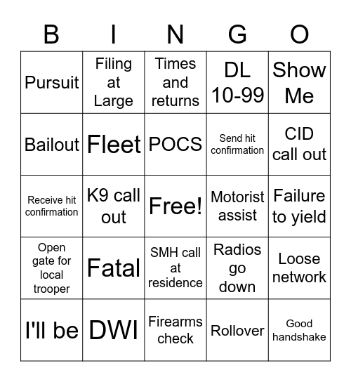 Telecommunicator Week Bingo Card