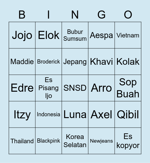 Arkhavi Bingo Card