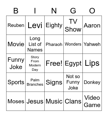 Exodus 6:6-7:3 - Palm Sunday Bingo Card
