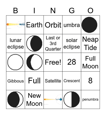 Moon Phases Bingo Card