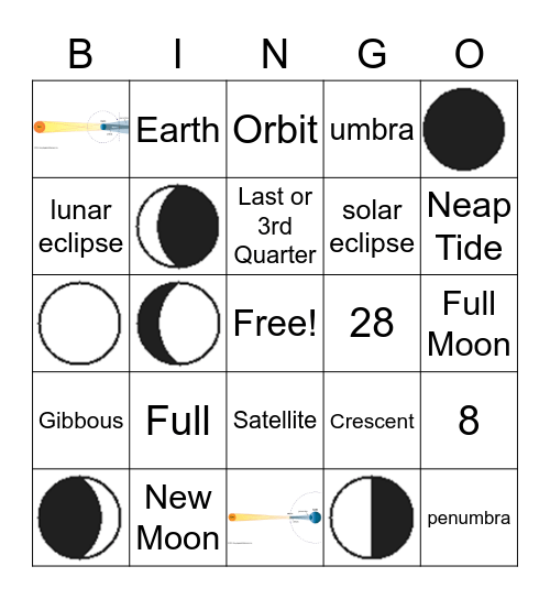 Moon Phases Bingo Card