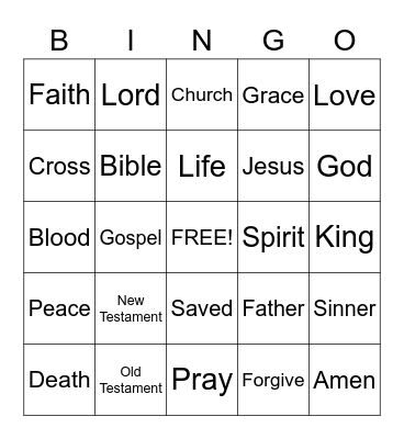 Sermon Bingo.  (To be done only during the sermon) Bingo Card