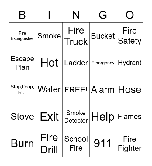 FIRE SAFETY Bingo Card