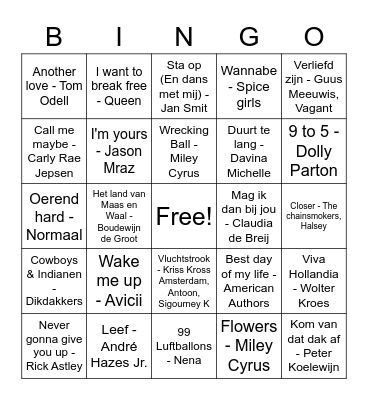 Swingo Bingo Card