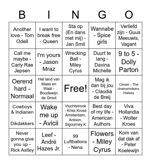 Swingo Bingo Card