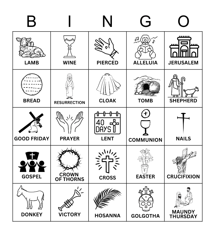 Holy Week Bingo Card