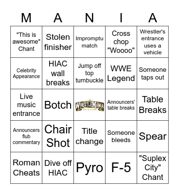 Wrestlemania 39 BINGO Card