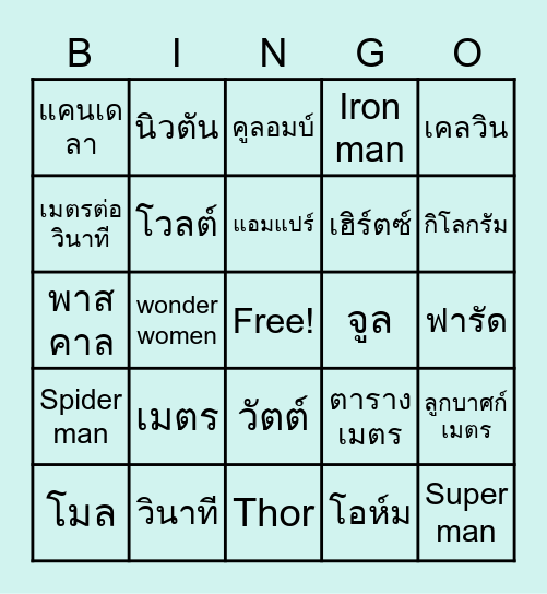 หน่วยวัดทางวิทยาศาสตร์ Bingo Card