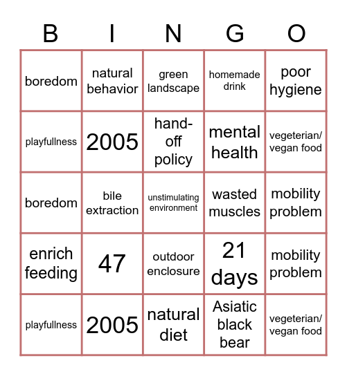 BEAR SANCTUARY Bingo Card