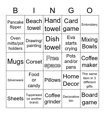 Bridal Bingo Card