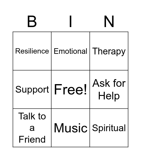 Wellness Bingo Card