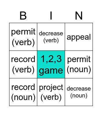 Verbs/ nouns with the same form Bingo Card