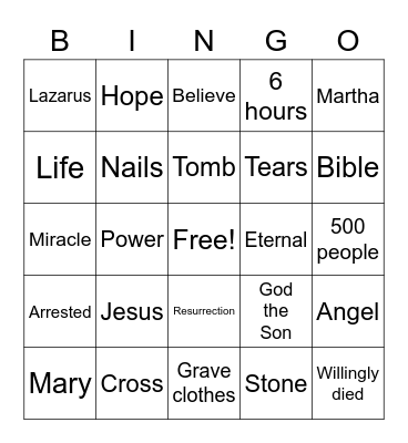 Easter Bingo Card