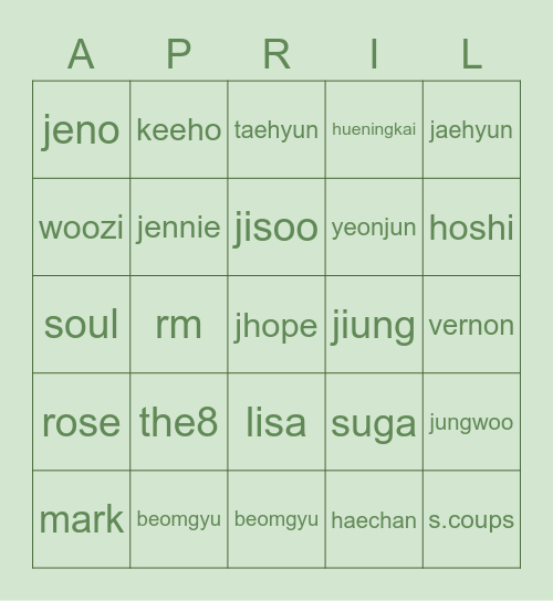 All my favourite fools ;) Bingo Card