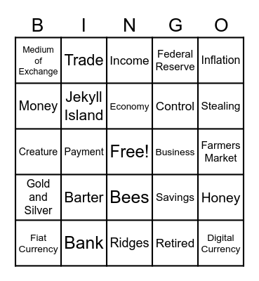 Creature from Jekyll Island Bingo Card
