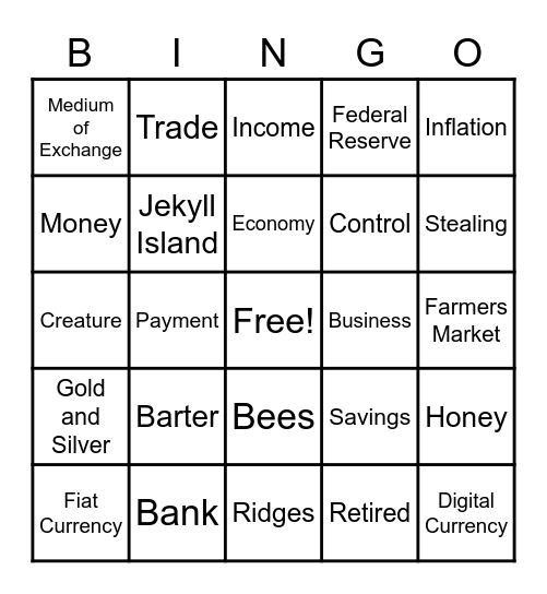 Creature from Jekyll Island Bingo Card