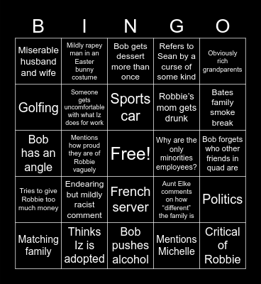 Country Club Bingo Card