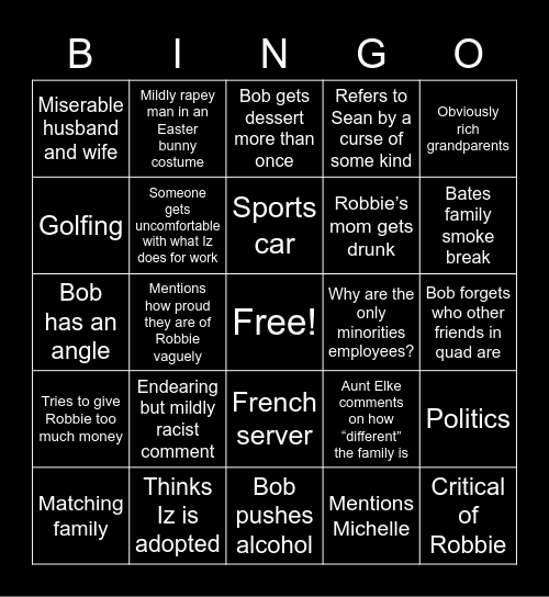 Country Club Bingo Card