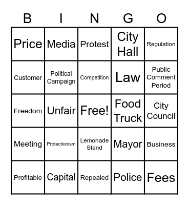 Food Truck Fiasco Bingo Card