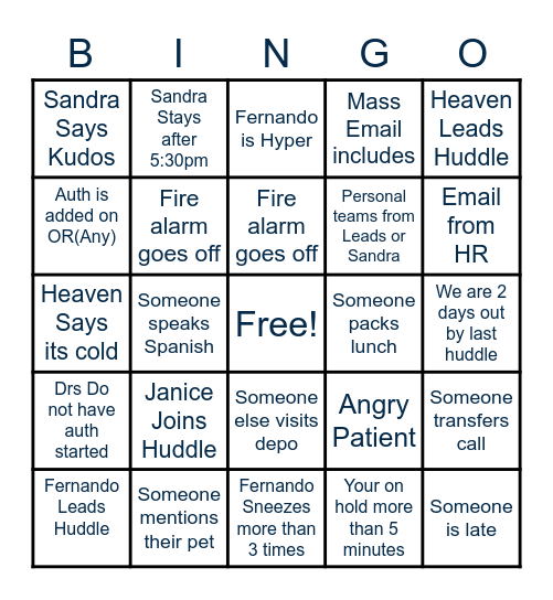 PAS BINGO Card