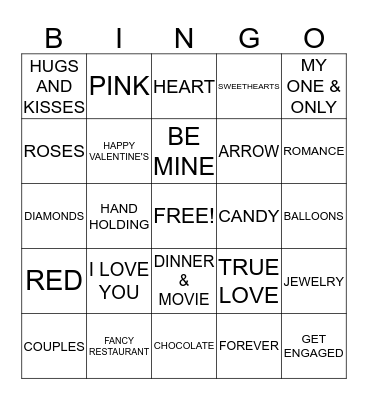 HAPPY VALENTINE'S DAY  Bingo Card