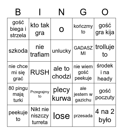 Valorant Bingo Card