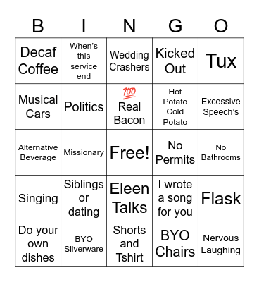 Wedding Bingo Card