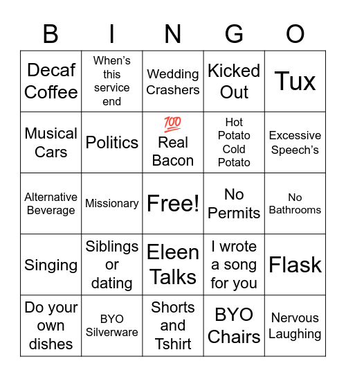 Wedding Bingo Card