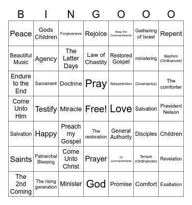 General Conference BINGO Card