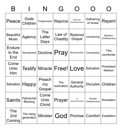 General Conference BINGO Card