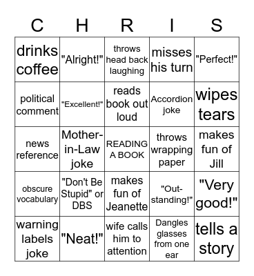 Christmas 2015 Bingo Card