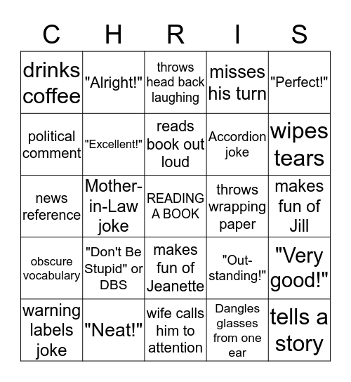 Christmas 2015 Bingo Card