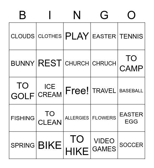 ASL SPRING BREAK SIGNS Bingo Card