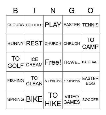 ASL SPRING BREAK SIGNS Bingo Card