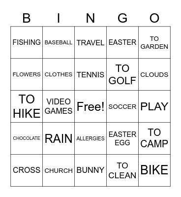 ASL SPRING BREAK SIGNS Bingo Card