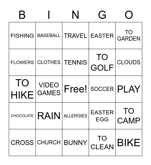 ASL SPRING BREAK SIGNS Bingo Card