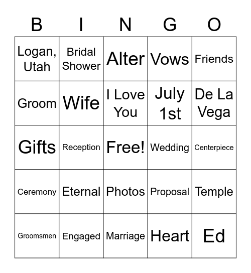 Brittany & Ed Bingo Card