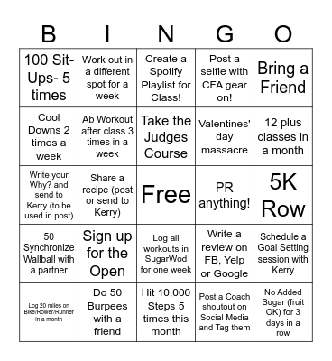 CrossFit Arvada Spring BINGO Card