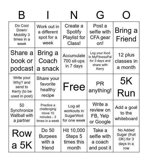 CrossFit Arvada 2025 BINGO Card