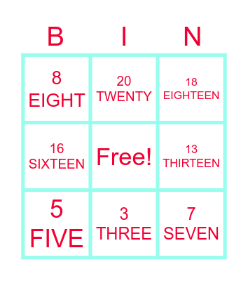 Bingo Number Bingo Card