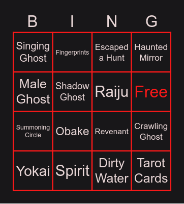 Phasmophobia Bingo Card